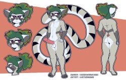 2025 4_toes absurd_res animal_genitalia animal_penis anthro ass balls domestic_ferret feet genitals green_hair grey_body hair hand_on_hip heart_(baddiebweasel) hi_res male mammal model_sheet mustelid musteline nude penis pink_nose ponytail purple_eyes solo standing the_man toes true_musteline twitter_handle weasel