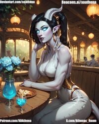 ai_generated athena draenei draenei_female goddess graenei succubus tiefling tiefling_girl world_of_warcraft xoathena