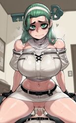 1boy 1boy1girl 1girls a.b.a ai_generated digbyai female green_eyes green_hair guilty_gear guilty_gear_strive sex straight tagme