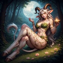 1girls ai_generated big_ass big_breasts big_butt bigger_female boobs_out breasts female furry furry_female goat goat_girl hooves horn horns pointy_ears satyr tail thick_ass thick_thighs tits_out