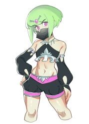 androgynous embarrassed femboy gerudo_outfit lio_fotia lyssalabubu midriff promare twink