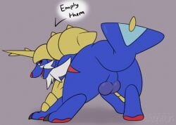 2d_animation alex.fetter animated ass backsack balls blue_body blue_fur breath claws fangs feral frame_by_frame fur generation_5_pokemon genitals grey_background looking_at_viewer looking_back looking_back_at_viewer male male_only nintendo panting pokemon pokemon_(species) presenting presenting_balls presenting_hindquarters sampson_(alex.fetter) samurott shaking_butt simple_background solo teeth tongue