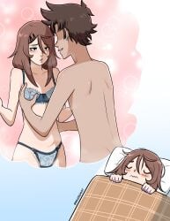 1boy 1girls breast_grab breasts dream female groping groping_breasts lilith_(mkairos47) male mkairos47 oc underwear wet_dream