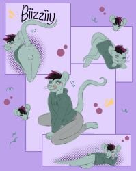 anonymous_artist anthro ass balls biizziiy black_hair blush bottomwear clothing femboy fur genitals green_body green_clothing green_fur green_topwear grey_bottomwear grey_clothing grey_pants hair heavy_eyelids hi_res highlights_(coloring) inner_ear_fluff male male/male mammal meme meme_clothing mouse multiple_poses murid murine pants pose presenting presenting_balls presenting_hindquarters rodent solo spiral_eyes teasing teasing_viewer tongue topwear tuft