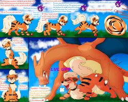2024 annoyed balls black_markings black_nose blush bodily_fluids breath charizard closed_eyes collar colored comic countershade_face countershade_fur countershade_torso countershading dialogue english_text female female_feral feral feral_on_feral flying_sweatdrops front_view frown fur gameplay_mechanics generation_1_pokemon genitals group growlithe half-closed_eyes hi_res human_to_pokemon level_up looking_pleasured male male/female markings max_(pomiart) motion_lines narrowed_eyes neck_tuft nintendo nude on_hind_legs open_mouth open_smile orange_body orange_fur outside paws pokeball pokemon pokemon_(species) pomiart quadruped red_eyes scared sex shaded side_view sitting sitting_on_ground smile standing stripes sweat sweatdrop tail text three-quarter_view tongue tongue_out trio tripping tuft walking white_body white_countershading white_tail
