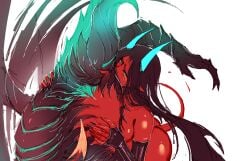1boy 1boy1girl 1girls 2025 2d affectionate arm_up armpit_fetish armpits aroused asking_for_it ass bat_wings big_dom_small_sub bigger_male black_hair black_nails blue_eyes blue_horns demon demon_girl demon_horns demon_tail dota_2 embarrassed embarrassed_male female femsub hand_on_another's_chest hand_on_another's_shoulder horns hug licking licking_armpit long_hair looking_at_another looking_up male maledom monster muscular muscular_male nail_polish passionate popisya queen_of_pain red_skin self_upload serious smaller_female sniffing sniffing_armpit straight succubus sweat sweatdrop tail terrorblade valve_(company) white_background wings yellow_sclera