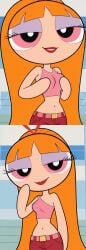 1girls 2025 ai_generated background blossom_(powerpuff_girls) cartoon_network civitai crop_top d3rmal eyelashes eyes female grabbing grabbing_own_breast half-closed_eyes indoors jeans lipstick long_hair looking_at_viewer multiple_images orange_hair powerpuff_girls seductive seductive_look smile smug solo tagme top