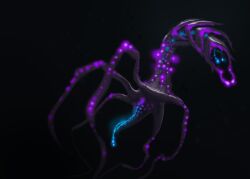 1_eye alien bioluminescence bioluminescent_penis bubble feral genitals glowing glowing_genitalia glowing_penis hi_res looking_at_viewer male meandraco penis solo underwater unusual_anatomy water