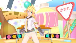 1femboy 3d 3d_(artwork) dance dancer femboy gay half-dressed half_naked kagamine_len male project_diva yaoi