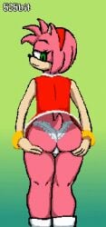 525bit amy_rose animated animated_gif ass ass_shake ass_shaking bracelets dress female furry gold_bracelet groping_own_ass hedgehog looking_back panties pixel_art sega shaking_ass sonic_(series) tail