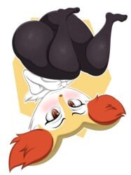 animal_ears animal_humanoid anthro ass ass big_ass big_butt big_ears blush blush blushed_face blushing_at_viewer blushing_female braixen feet feet_up fox fox_ears fox_girl legs legs_up looking_at_viewer madmanart orange_eyes orange_fur pokemon pokemon_(species) thick_ass thick_thighs thighs white_fur