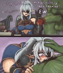 1girls 2025 2d ass big_penis blowjob breasts clothed cum cum_in_mouth deepthroat dialogue disgusted elf elf_ears elf_female english_text eyepatch face_fucking fantasy female femsub frostwallart geega green-skinned_male green_skin grey_hair indoors light-skinned_female light_skin male male/female maledom medieval orc orc_male penis rape raped shocked shocked_expression tagme text thighs throat_fuck uncensored virtual_youtuber vshojo vtuber