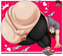 1boy ass ass_clapping balls bent_over big_ass bottom_heavy brown_hair bubble_butt clapping_cheeks clothing dat_ass fat_ass femboy huge_ass large_ass looking_at_viewer male male_only massive_ass no_underwear nobody147 original original_character pants pants_down penis shirt solo thick_ass thick_thighs twerking wide_hips