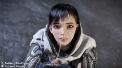 3d alicecry black_hair facial olivia stellar_blade