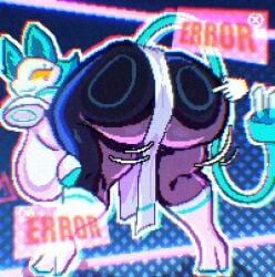 android anthro ass bent_over big_breasts big_butt boots breasts clothing darkner deltarune empty_eyes felid feline female floating_hands footwear high_heeled_boots high_heels huge_breasts huge_butt illustratorfake looking_back machine mammal robot shoes solo tail tasque_manager tasque_manager_(deltarune) undertale_(series) yellow_eyes