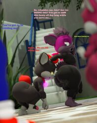2boys 3d ass_sniffing balls black_fur chip_(sonic) dark_gaia doommusk flaccid gay light_gaia lire_(doommusk) male musk outdoors penis plant purple_fur red_hair red_tail short_tail shortstack sonic_the_hedgehog stairs temptation thick_thighs