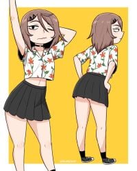 1girls big_ass brown_hair female hawaiian_shirt lilith_(mkairos47) mkairos47 oc skirt woman