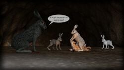 16:9 blood bodily_fluids canid canine captured feral feral_on_feral fox group hi_res lagomorph leporid male male/male mammal pinned pinned_to_ground predator/prey prisoner rabbit sitting_on_another sunjaguar violence warren watership_down widescreen