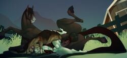 after_sex anal anal_sex animal_genitalia animal_penis anthro anthro_on_feral backsack balls big_balls big_penis bodily_fluids canid canine canine_genitalia canine_penis canis cum cum_in_ass cum_in_mouth cum_inside domestic_dog double_penetration equid equine equine_genitalia equine_penis erection felid feline fellatio feral genital_fluids genitals german_shepherd group handjob hi_res hooves huge_balls huge_cock interspecies kamelotnoah knot knotted_penis larger_feral larger_male licking lion male male/male mammal mottled mottled_genitalia mottled_penis oral oral_penetration pantherine penetration penile penis saggy_balls sex size_difference smaller_anthro smaller_male spitroast tongue trio zoophilia