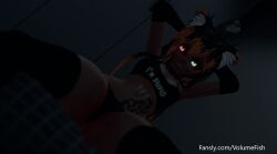 1girls animal_ears different_eye_color fansly female ferret horns shirt tattoo thick_thighs thighhighs vrchat vrchat_avatar vrchat_media