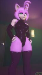 3d amy_rose amy_rose_(warfaremchine) breasts door eyeshadow furry furry_female furry_only gloves grin hands_on_hips kevhon leotard light looking_at_viewer sega solo solo_female sonic_(series) sonic_the_hedgehog_(series) source_filmmaker stockings suggestive warfare_machine warfaremachine