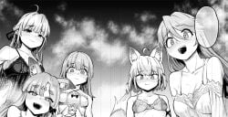 4girls black_and_white cute female female_focus flare_arlgrande_jioral guren_(redo_of_healer) harem horny kaifuku_jutsushi_no_yarinaoshi kureha_clyret langerie manga manga_style norn_greyrat pannel panties redo_of_healer setsuna_(redo_of_healer) waiting_for_sex