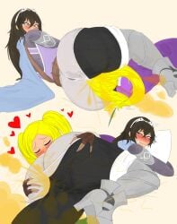 2girls big_ass big_butt blonde_hair blue_eyes color colored colorshun enjoying_farts fart fart_fetish farting farting_in_face farting_on_face female female/female gassytank rubber yuri