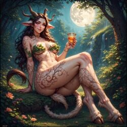 1girls ai_generated big_ass big_breasts big_butt bigger_female boobs_out breasts female furry furry_female goat goat_girl hooves horn horns pointy_ears satyr tail thick_ass thick_thighs tits_out