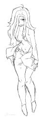 1girls breasts collared_shirt curvy evil_grin evil_smile genderswap_(mtf) hips long_hair looking_at_viewer melty_blood michael_roa_valdamjong mintshiiii no_bra open_fly open_shirt pants rule_63 sketch sleeve_cuffs smile tsukihime very_long_hair wide_hips