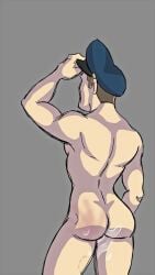 1boy 2018 ass back_view blonde_hair cum cum_in_ass dripping el_general headwear huevocartoon male male_only marcianos_vs._mexicanos nude solo solo_male