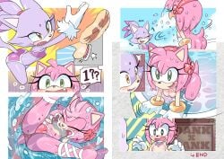 2022 2girls absurd_res acid amy_rose anthro arched_back areola bent_over big_pupils bikini black_nose blaze_the_cat blush bodily_fluids bracelet breasts brown_eyes closed_eyes clothing comic destroyed_clothing digital_media_(artwork) dilated_pupils dissolving_clothing domestic_cat dunk_tank duo embarrassed eulipotyphlan eyelashes falling fangs felid feline felis female female/female flat_chested forehead_gem fur gem glistening glistening_body gloves gloves_only green_eyes handwear handwear_only hanging_breasts happy head_tuft hedgehog hi_res in_pool jewelry leaning leaning_forward mammal mostly_nude motion_lines multicolored_body multicolored_fur nervous_smile nipples open_mouth open_smile oposa perky_butt pink_areola pink_body pink_fur pink_nipples pupils purple_bikini purple_body purple_clothing purple_fur purple_swimwear question_mark red_bikini red_clothing red_hair_bow red_hairband red_swimwear screaming sega shocked small_breasts smile sonic_(series) sonic_the_hedgehog_(series) speech_bubble spread_legs spreading sweat swimwear teeth throwing_object tuft two-piece_swimsuit underwater water wet wet_body white_body white_fur yelling