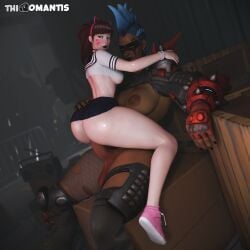 3d anal anal_sex big_balls big_breasts big_penis blender blizzard_entertainment d.va futanari hana_song intersex junker_queen odessa_stone overwatch overwatch_2 thiccomantis