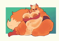 absurd_res anthro ass big_breasts big_butt breasts canid canine cellulite clothed clothing eating eldiipiid female food fox fur hi_res huge_butt mammal melody_(drokmars) orange_body orange_fur overweight pizza simple_background slightly_chubby solo thick_thighs wide_hips