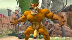2025 3d_(artwork) abs activision alternate_version_at_source anthro balls biceps big_penis brown_eyes brown_hair claws crash_(series) dasyuromorph deltoids digital_media_(artwork) erection eyebrows fangs fur genitals glans hair hi_res male mammal marsupial mightyk muscular muscular_anthro muscular_arms muscular_legs muscular_male muscular_thighs nipples open_mouth orange_body orange_fur pecs penis pose recently_extinct_species sharp_teeth solo tail tan_body tan_fur teeth thick_eyebrows thylacine tiny_tiger tongue vein veiny_penis yellow_sclera