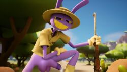 1boy cock dick edit gloves hunting_rifle jax jax_(tadc) jax_(the_amazing_digital_circus) lagomorph male male_only mammal not_ai_generated rabbit safari safari_hat safari_jacket smile solo the_amazing_digital_circus