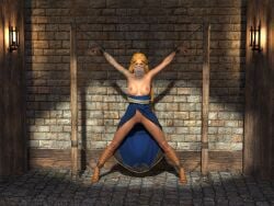 1girls 3d ball_gag blonde_hair bondage cirilover1 female gag gagged god_of_war shackled_ankles shackled_wrists shackles sif_(god_of_war) solo