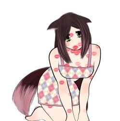 cat_ears cat_tail catgirl curvy cute_face dressed kiss_mark neko pawpads paws pleading_with_her_eyes vulnerable