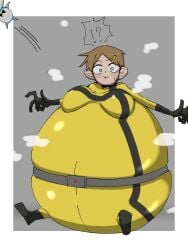 1girls ass_expansion belly_expansion big_ass big_belly big_breasts bodysuit breast_expansion expansion inflation reverse_transformation tabasuko_(artist) tagme yellow_(tabasuko) yellow_bodysuit
