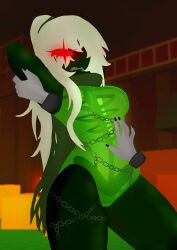 1x1x1x1 1x1x1x1_(forsaken) 3d_background betrayed_1x1x1x1 black_skin breasts chains chance_(forsaken) female female_focus forsaken_(roblox) green_body grey_skin long_hair red_eyes roblox roblox_background roblox_game robloxian scarf see-through_body self_upload sirsillyone tagme thighs visible_skeleton white_hair zipper_mouth