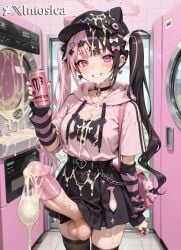 ai_generated animal_ears arm_warmers bag barbell_piercing black_choker black_hair black_headwear black_nails black_skirt black_thighhighs blush bow breasts bukkake can choker collarbone condom condom_on_penis cowboy_shot cum cum_on_body cum_on_breasts cum_on_clothes cum_on_hair cum_on_legs cum_on_penis cum_on_self cumdrip detached_sleeves ear_piercing earrings energy_drink erection excessive_cum facial fake_animal_ears female fingernails futanari grin hair_ornament hairbow hairclip halo hat heart heart_choker heart_earrings holding holding_can hood hood_down hoodie huge_cock huge_testicles indoors industrial_piercing intosica jewelry jirai_kei large_penis large_testicles long_hair long_sleeves looking_at_viewer medium_breasts miniskirt monster_energy multicolored_hair nail_polish o_ring o_ring_choker penis piercing pink_bag pink_eyes pink_hair pink_halo pink_hoodie pink_jacket pink_nails pleated_skirt ring shirt shirt_tucked_in short_sleeves skirt small_breasts smile solo split-color_hair standing streaked_hair teeth testicles thighhighs twintails two-tone_hair uncensored used_condom used_condom_on_penis veins veiny_penis virtual_youtuber white_bow x_hair_ornament yami_kawaii