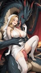 1girls ai_generated background bare_shoulders big_breasts big_penis blonde_female blonde_hair blonde_hair_female blue_eyes blush breasts breasts_bigger_than_head cave claws cleavage cock collar commentary_request couple curvy dracophilia dragon dress earrings fantasy female female_on_top female_penetrated garter_straps gloves hair hair_over_shoulder hentai high_heels huge_breasts indoors inside interspecies large_breasts large_penis lia_the_busty_redhead licking long_hair long_tongue looking_at_partner looking_pleasured loving_gaze loving_it maiden mature mature_female mature_woman milf monster monster_cock monster_on_female original original_character panties panties_aside penis penis_in_pussy pumps pussy red_eyes reptile satisfied scales scalie self_upload sex sideboob sitting sitting_on_another sitting_on_lap sitting_on_person size_difference smile spread_legs stockings tagme tail teeth thick_thighs thighhighs thighs tongue tongue_out vagina vaginal_penetration veil voluptuous voluptuous_female white_clothing white_dress white_legwear white_panties wings