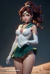 1girls ai_generated artist_name bishoujo_senshi_sailor_moon breasts brooch brown_hair cameltoe choker circlet covered_navel covered_nipples cowboy_shot earrings elbow_gloves gloves green_choker green_eyes green_sailor_collar green_skirt heart heart_brooch heart_choker hi_res impossible_clothes impossible_shirt jewelry leotard leotard_peek lips long_hair looking_at_viewer magical_girl makoto_kino medium_breasts miniskirt panties patreon_username pleated_skirt ponytail progenarts sailor_collar sailor_jupiter sailor_senshi_uniform see-through skirt solo standing star_\\\\(symbol\\\\) star_choker tiara underwear web_address white_gloves white_leotard white_panties