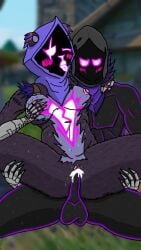 1boy 1girls abs balls bear bear_ears big_breasts black_body black_fur blush breasts chubby clothed cum cum_in_pussy cum_inside digital_media_(artwork) female fortnite fortnite:_battle_royale fur glowing_eyes grabbing_breasts grabbing_own_breast male no_face penetration pussy pussy_penetration raven_(fortnite) raven_team_leader sweat tongue_out video_games