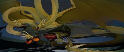 alien anal anal_sex balls big_balls big_penis bodily_fluids cum cum_inside cum_while_penetrated dragon duo european_mythology feral genital_fluids genitals godzilla_(series) greek_mythology hi_res horn huge_balls huge_cock hydra kaiju kamelotnoah king_ghidorah kissing larger_male long_neck long_tail male male/male membrane_(anatomy) membranous_wings multi_genitalia multi_head multi_horn multi_penis mythological_creature mythological_scalie mythology oral oral_penetration penetration penis saliva scalie size_difference smaller_male smaller_penetrated tail toho tongue western_dragon wings wyvern