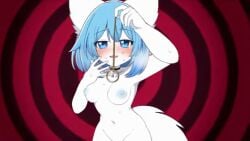 ai ai_generated animal_ears ass background because_i_had_nothing_better_to_do_lol blue_eyes blue_hair blush bottom breasts chains clothes_removed edit hand_over_own_mouth hatsune_miku hypnosis lavender_town novelai nude parody stopwatch tagme virtual_youtuber wolfychu youtube youtuber