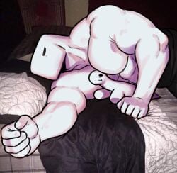 bara barazoku big_pecs cuddling cute dinosaur dynogreeno_(artist) furry gay largo_(dynogreeno) laying_down laying_on_bed muscular muscular_male naked pecs pectorals scalie size_difference sleeping white_skin wholesome yaoi