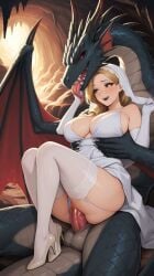 1girls ai_generated background bare_shoulders big_breasts big_penis blonde_female blonde_hair blonde_hair_female blue_eyes blush breasts breasts_bigger_than_head cave claws cleavage cock collar commentary_request couple curvy dracophilia dragon dress earrings fantasy female female_on_top female_penetrated gloves hair hair_over_shoulder hands_around_waist hands_on_hips hentai high_heels huge_breasts indoors inside interspecies large_breasts large_penis lia_the_busty_redhead licking long_hair long_tongue looking_at_partner looking_pleasured loving_gaze loving_it maiden mature mature_female mature_woman milf monster monster_cock monster_on_female original original_character penis penis_in_pussy pumps pussy red_eyes reptile satisfied scales scalie self_upload sex sitting sitting_on_another sitting_on_lap sitting_on_person size_difference smile spread_legs stockings tagme tail teeth thick_thighs thighhighs thighs tongue tongue_out vagina vaginal_penetration veil voluptuous voluptuous_female white_clothing white_dress white_legwear wings