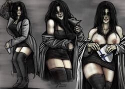 1girls 2d big_breasts black_boots black_dress black_hair black_panties breasts female jparts long_hair looking_at_viewer mask multiple_poses necropolipzis nipples nipples_visible_through_clothing pose robe semi_nude smile smiling_at_viewer solo standing teeth thick thick_legs thick_thighs thighs tongue white_(necropolipzis) yellow_eyes
