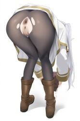 1girls anus bent_over boots edit elf elf_ears elf_female female frieren frieren_beyond_journey's_end from_behind leggings pubic_hair pussy ripped_clothing white_background white_hair yd_(orange_maru)