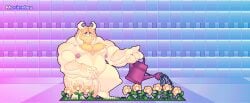 animated anthro asgore_dreemurr balls bara barazoku bovid caprine chest_tuft clothing digital_media_(artwork) feet flaccid flaccid_bigger flower garden genitals goat hair hairy hi_res humanoid_genitalia legwear long_hair loop male male_only mammal mature_male moobs morinetsu muscular muscular_anthro muscular_male nipples penis piercing pixel_(artwork) plant short_playtime sitting slightly_chubby solo solo_male thigh_highs tuft undertale_(series) water watering_can